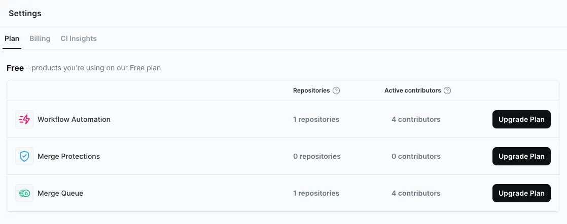 Mergify settings panel